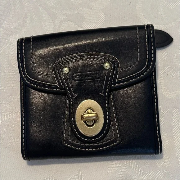 Coach‎ Y2K Legacy Turnlock Wallet Black Leather & Brass - Picture 12 of 14